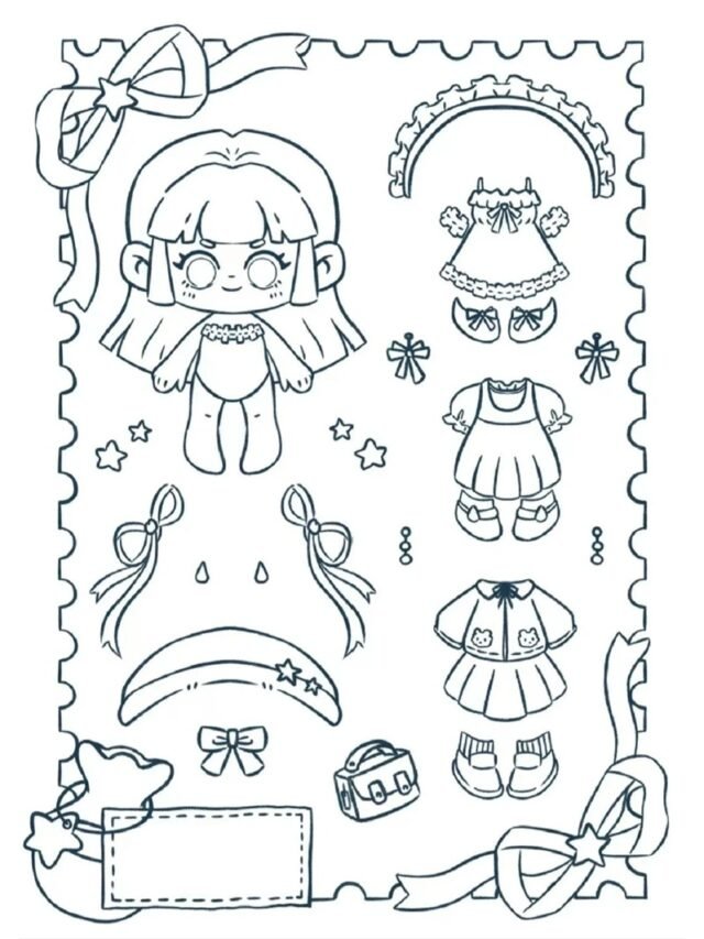 Tải ngay 64+ tranh tô màu búp bê giấy dễ thương