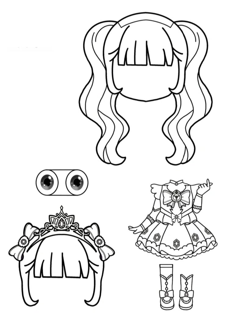 tranh tô màu búp bê giấy cute 25