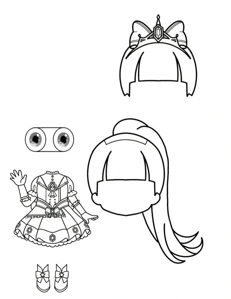 tranh tô màu búp bê giấy cute 26