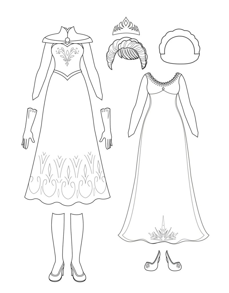 tranh tô màu búp bê giấy cute 35