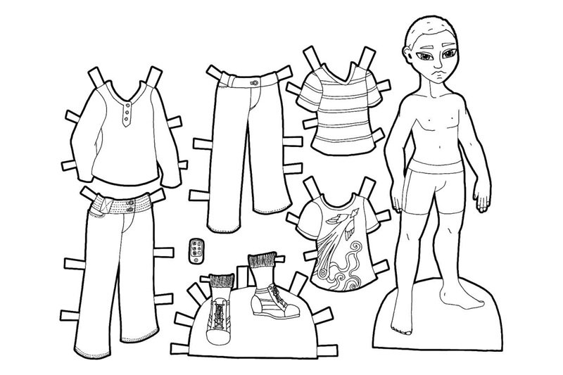 tranh tô màu búp bê giấy cute 5