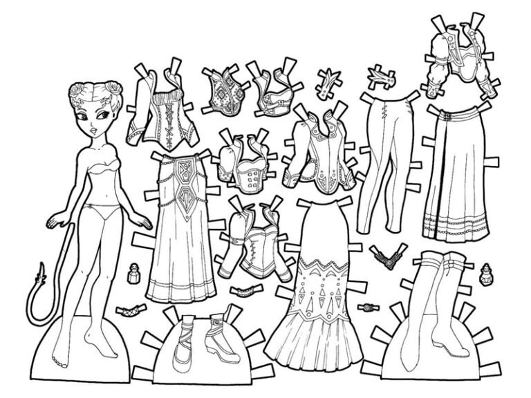 Tải ngay 64+ tranh tô màu búp bê giấy dễ thương