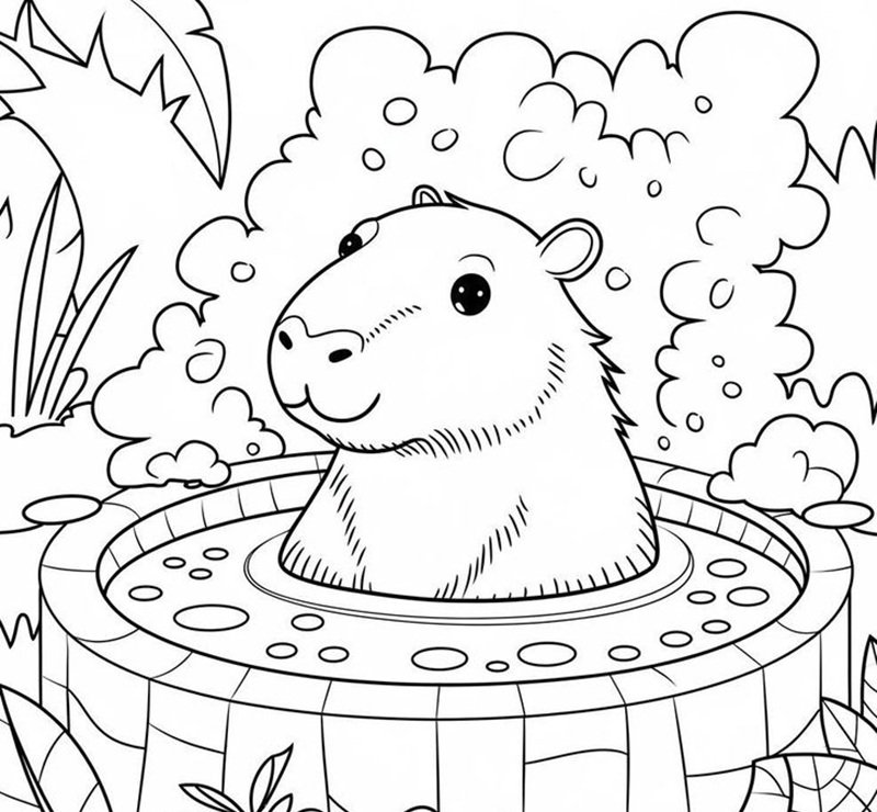 tranh tô màu capybara cute 13