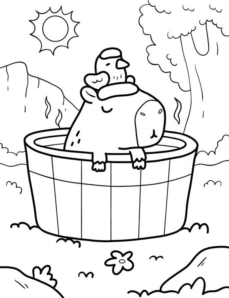 tranh tô màu capybara cute 15