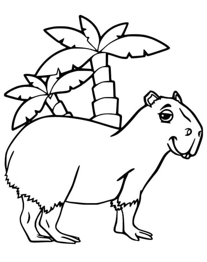 tranh tô màu capybara cute 24