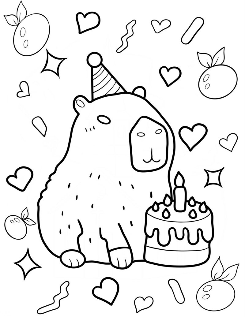 tranh tô màu capybara cute 3