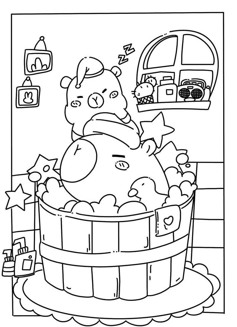 tranh tô màu capybara cute 30