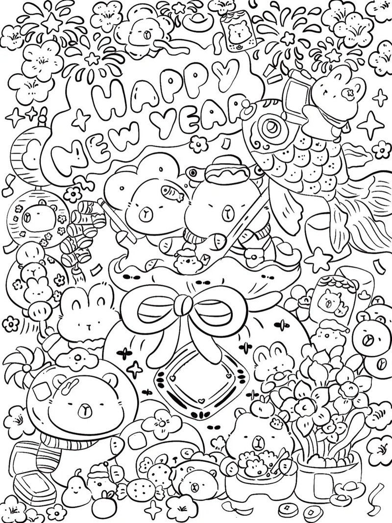 tranh tô màu capybara cute 33