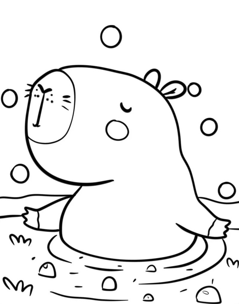 tranh tô màu capybara cute 34