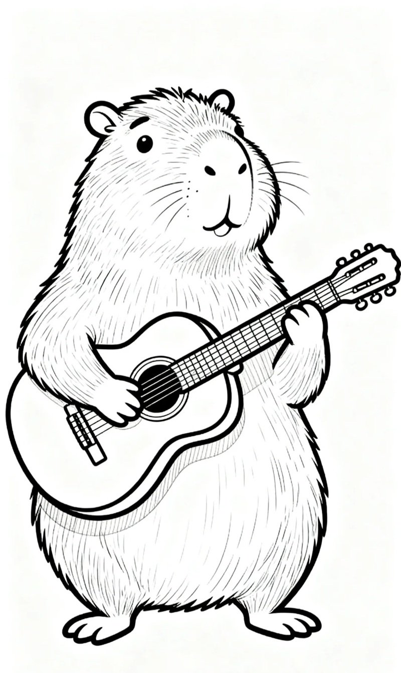 tranh tô màu capybara cute 35