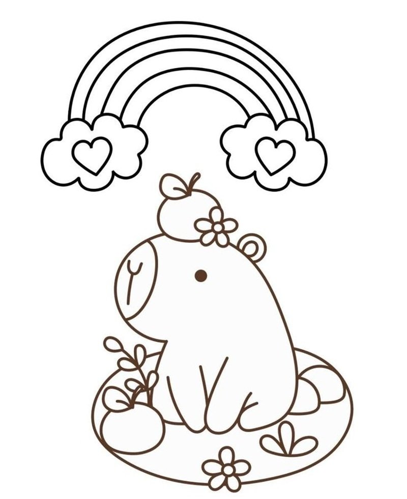 tranh tô màu capybara cute 7