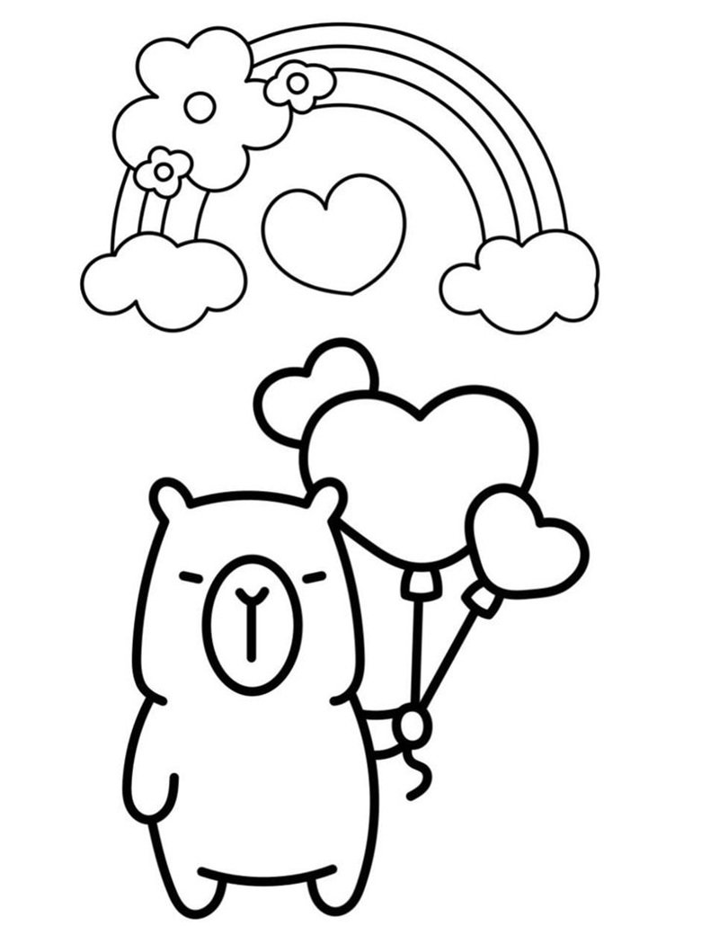 tranh tô màu capybara cute 8