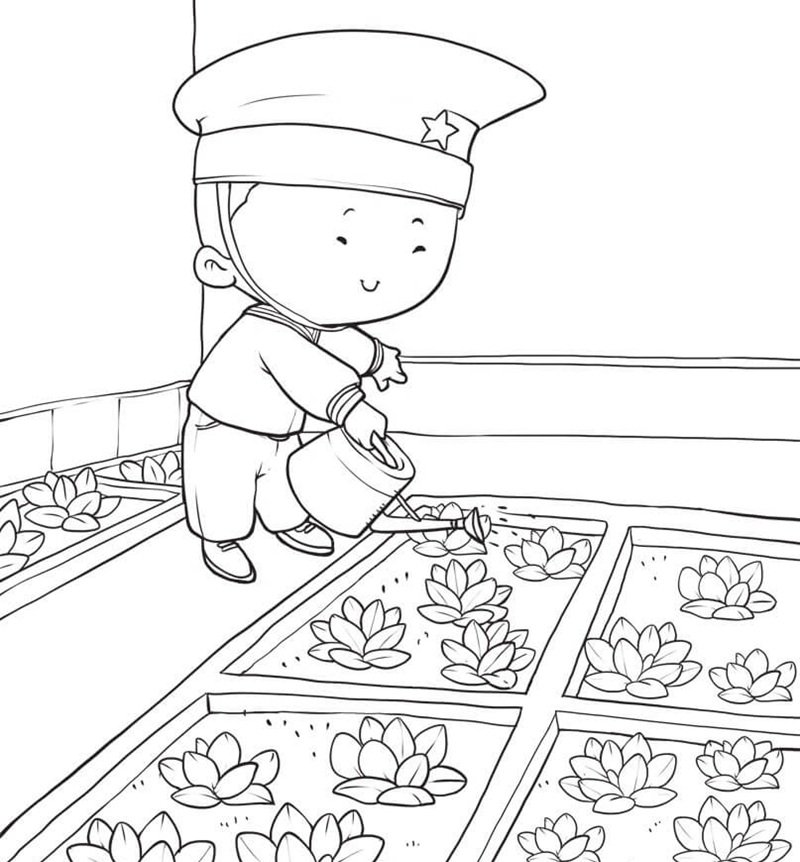 tranh tô màu chú bộ đội việt nam 14