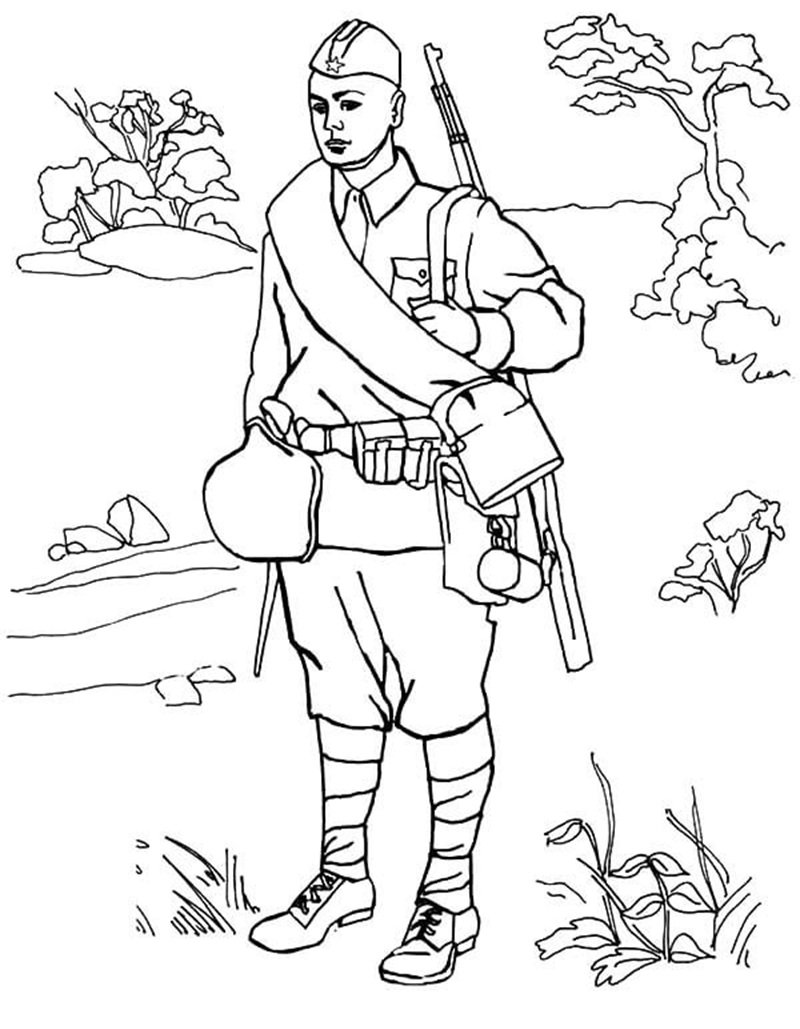 tranh tô màu chú bộ đội việt nam 18