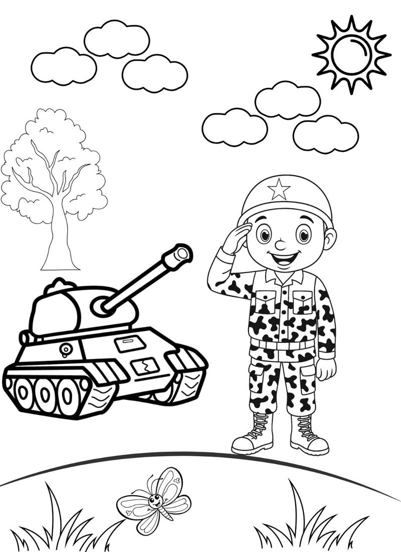 tranh tô màu chú bộ đội việt nam 2