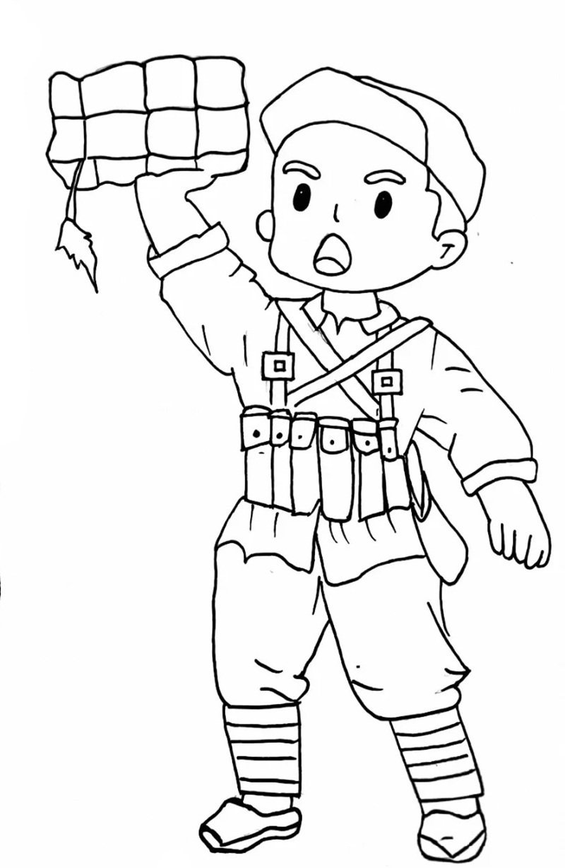 tranh tô màu chú bộ đội việt nam 22