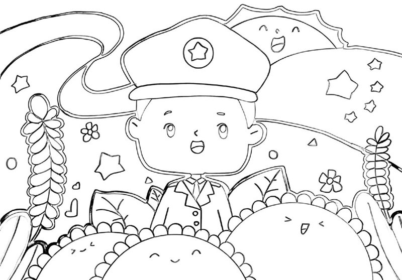 tranh tô màu chú bộ đội việt nam 24