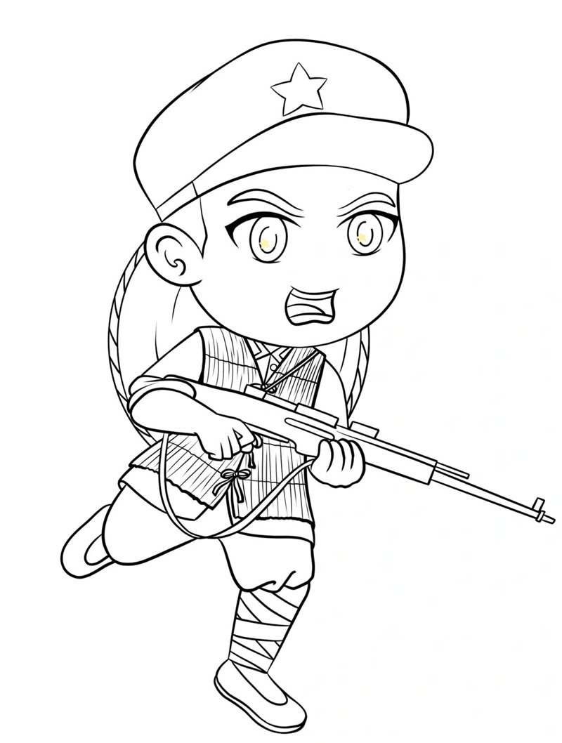 tranh tô màu chú bộ đội việt nam 26