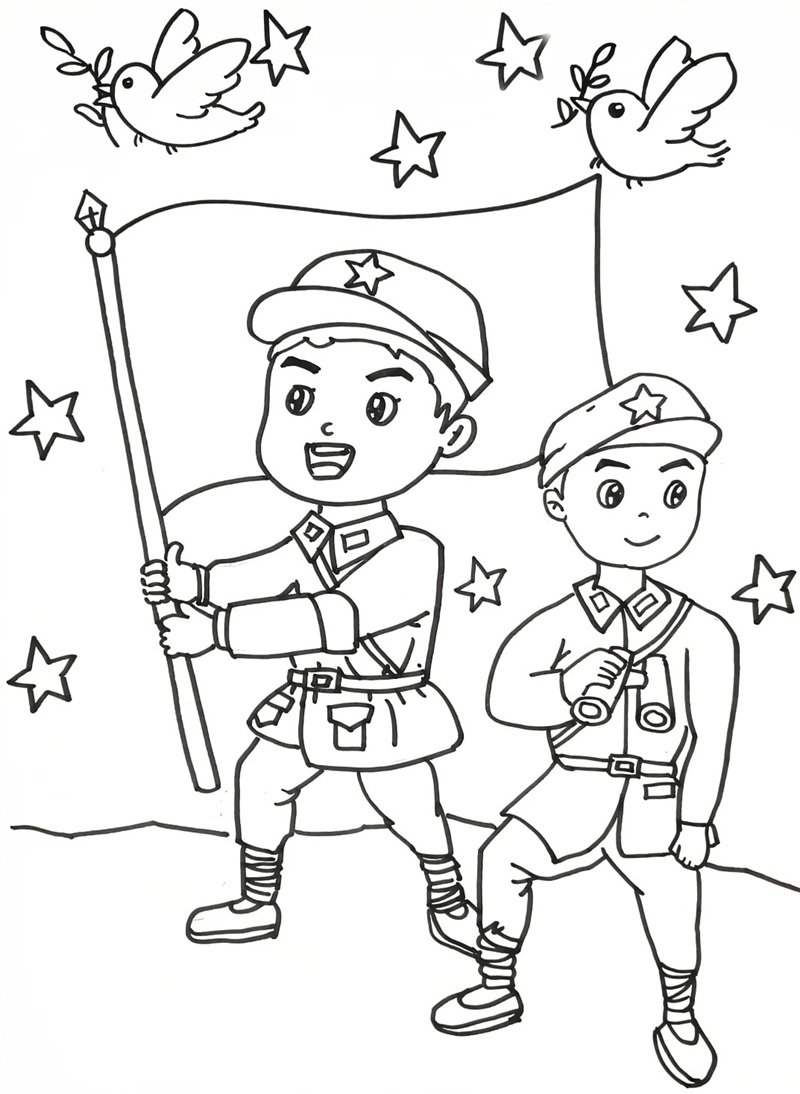 tranh tô màu chú bộ đội việt nam 30