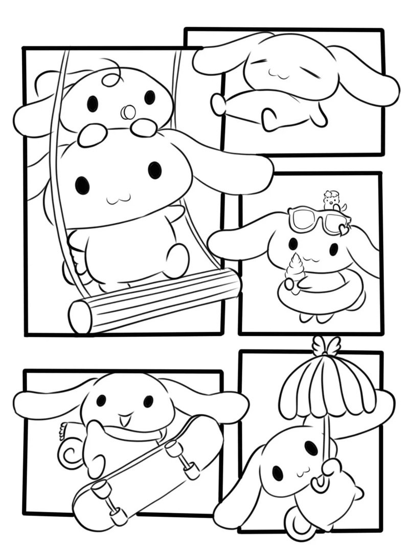 tranh tô màu cinnamoroll anime