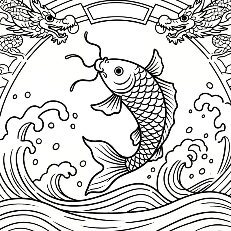 tranh tô màu con cá chép 25