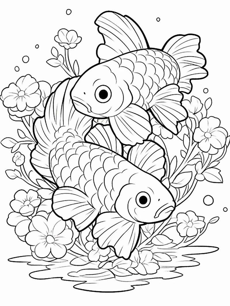 tranh tô màu con cá chép 32