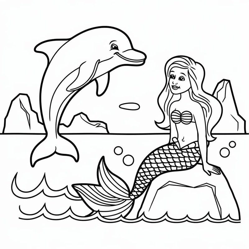 tranh tô màu con cá heo 10