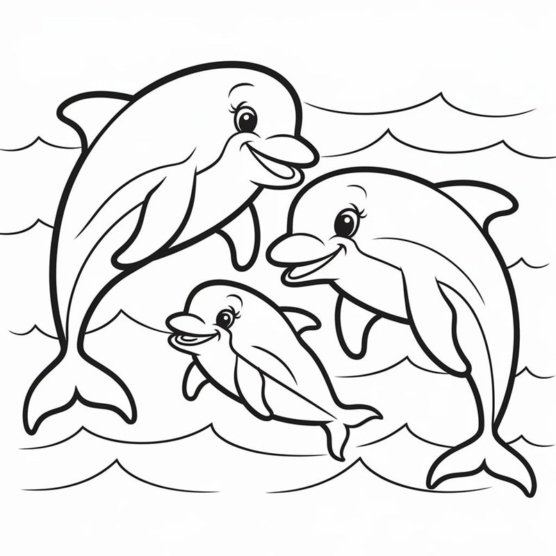 tranh tô màu con cá heo 11