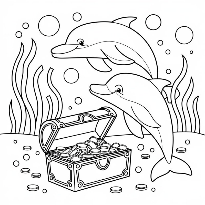 tranh tô màu con cá heo 12