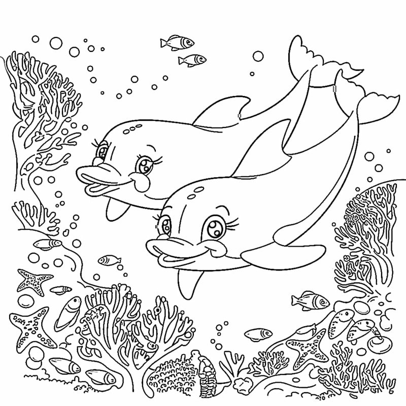 tranh tô màu con cá heo 13