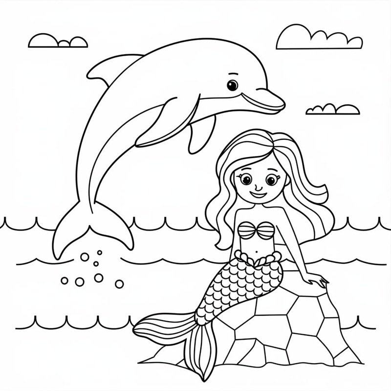 tranh tô màu con cá heo 14