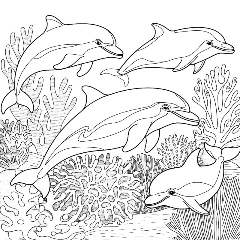 tranh tô màu con cá heo 15