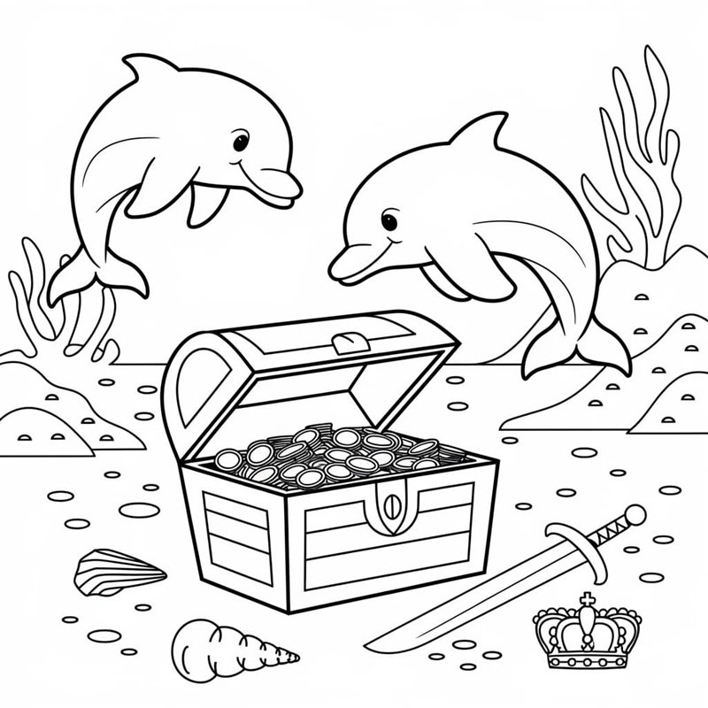 tranh tô màu con cá heo 16