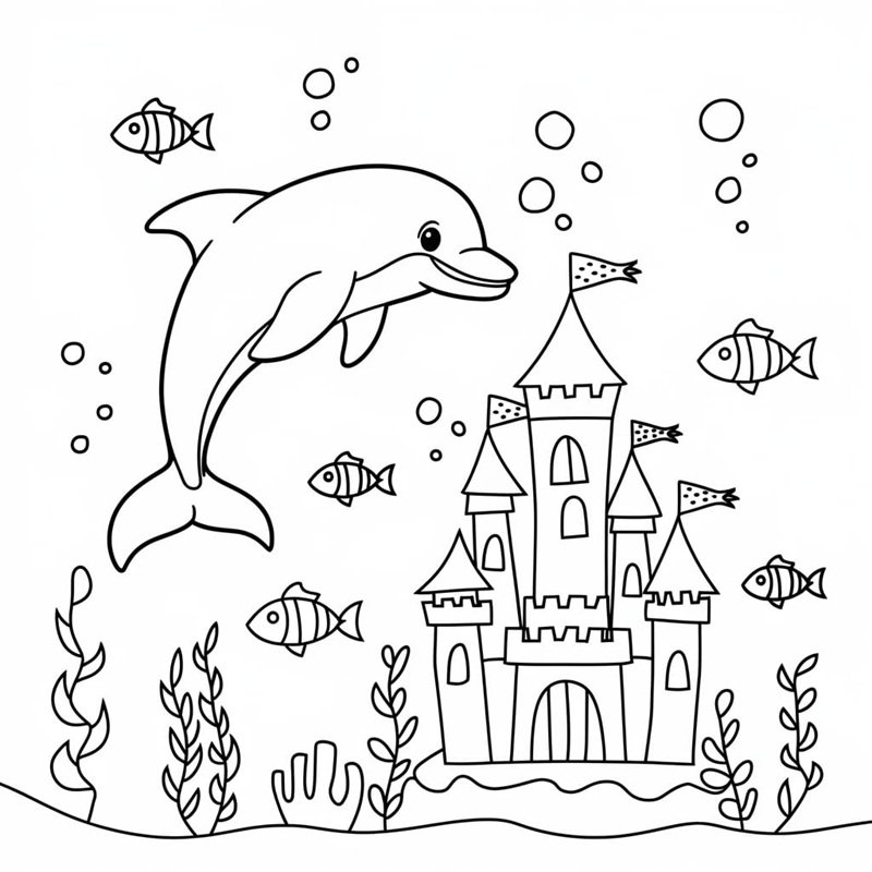 tranh tô màu con cá heo 17