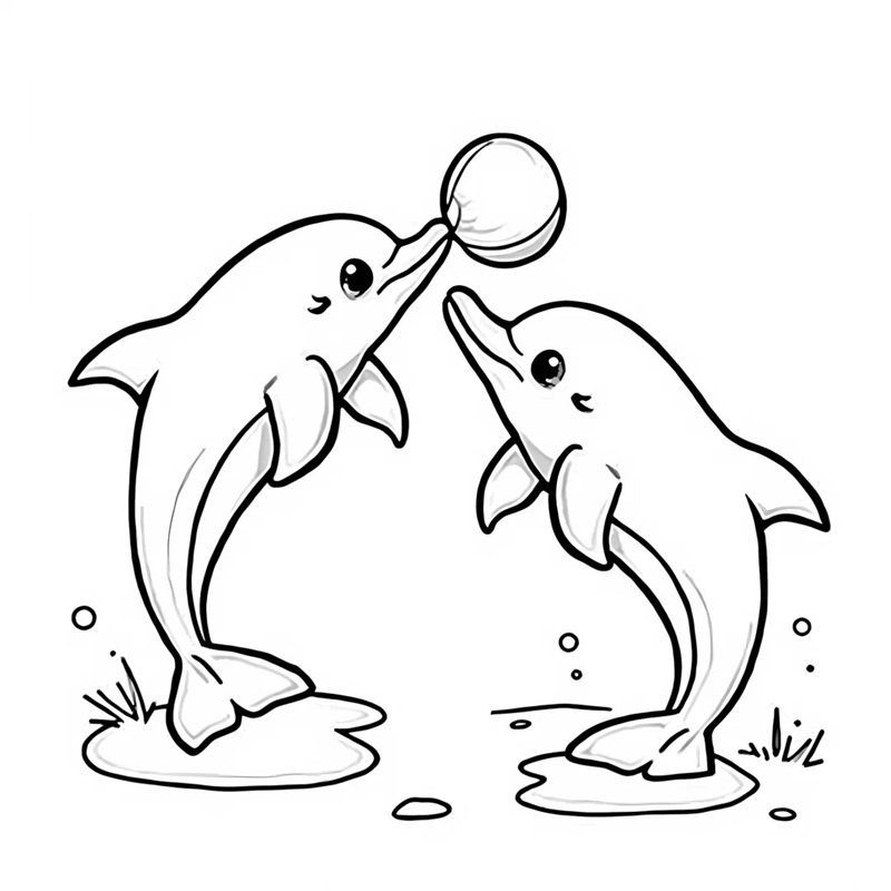 tranh tô màu con cá heo 2