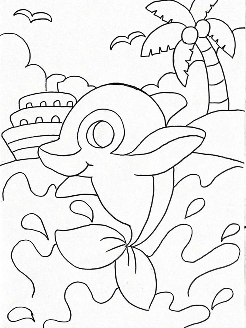 tranh tô màu con cá heo 26