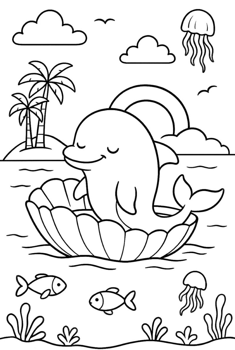 tranh tô màu con cá heo 28