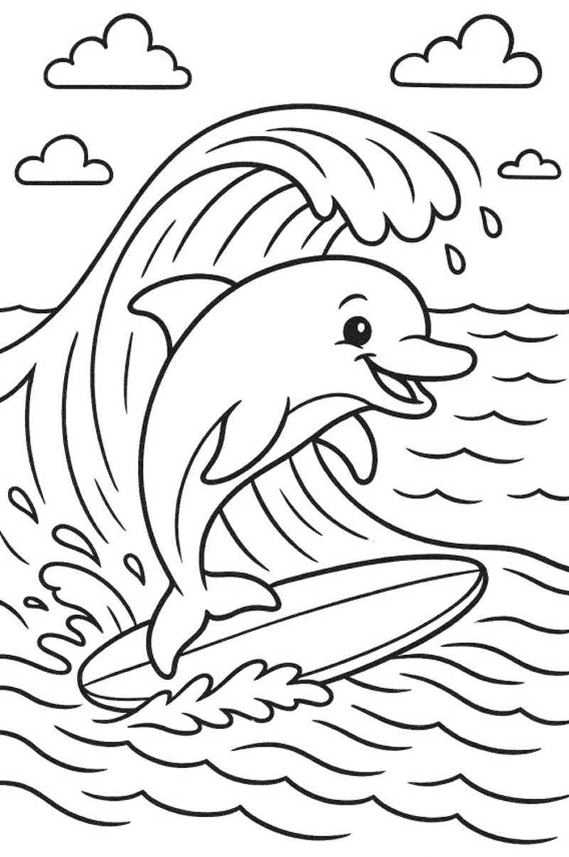 tranh tô màu con cá heo 29