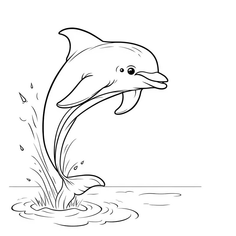 tranh tô màu con cá heo 3