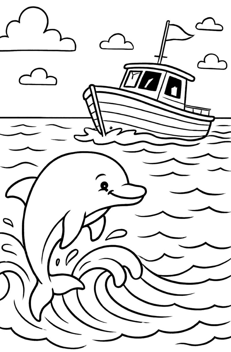 tranh tô màu con cá heo 30