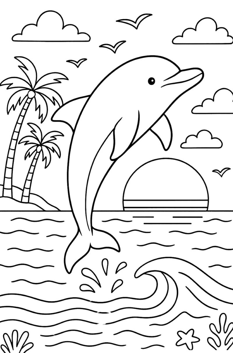 tranh tô màu con cá heo 31