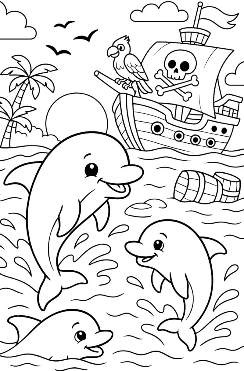 tranh tô màu con cá heo 32