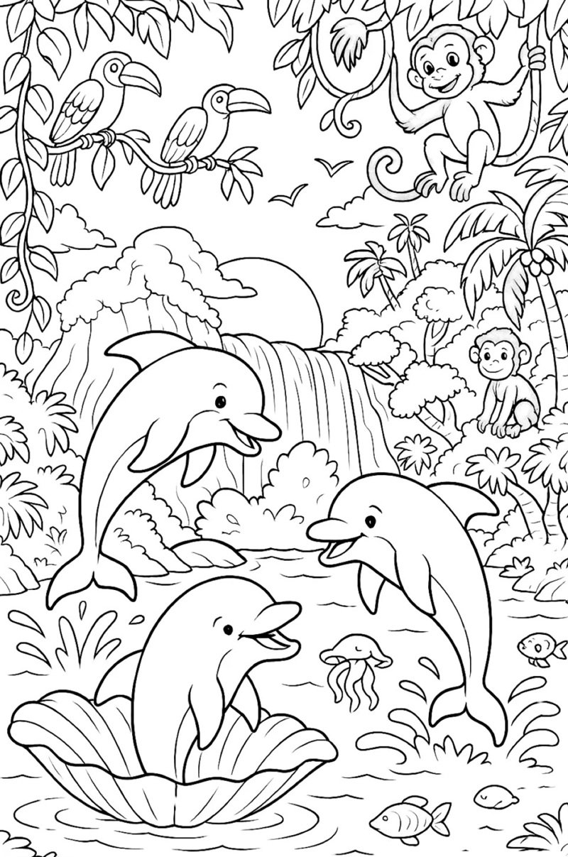 tranh tô màu con cá heo 33