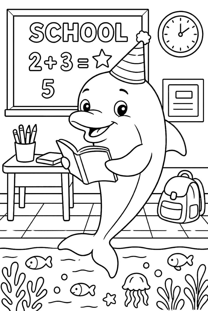 tranh tô màu con cá heo 34