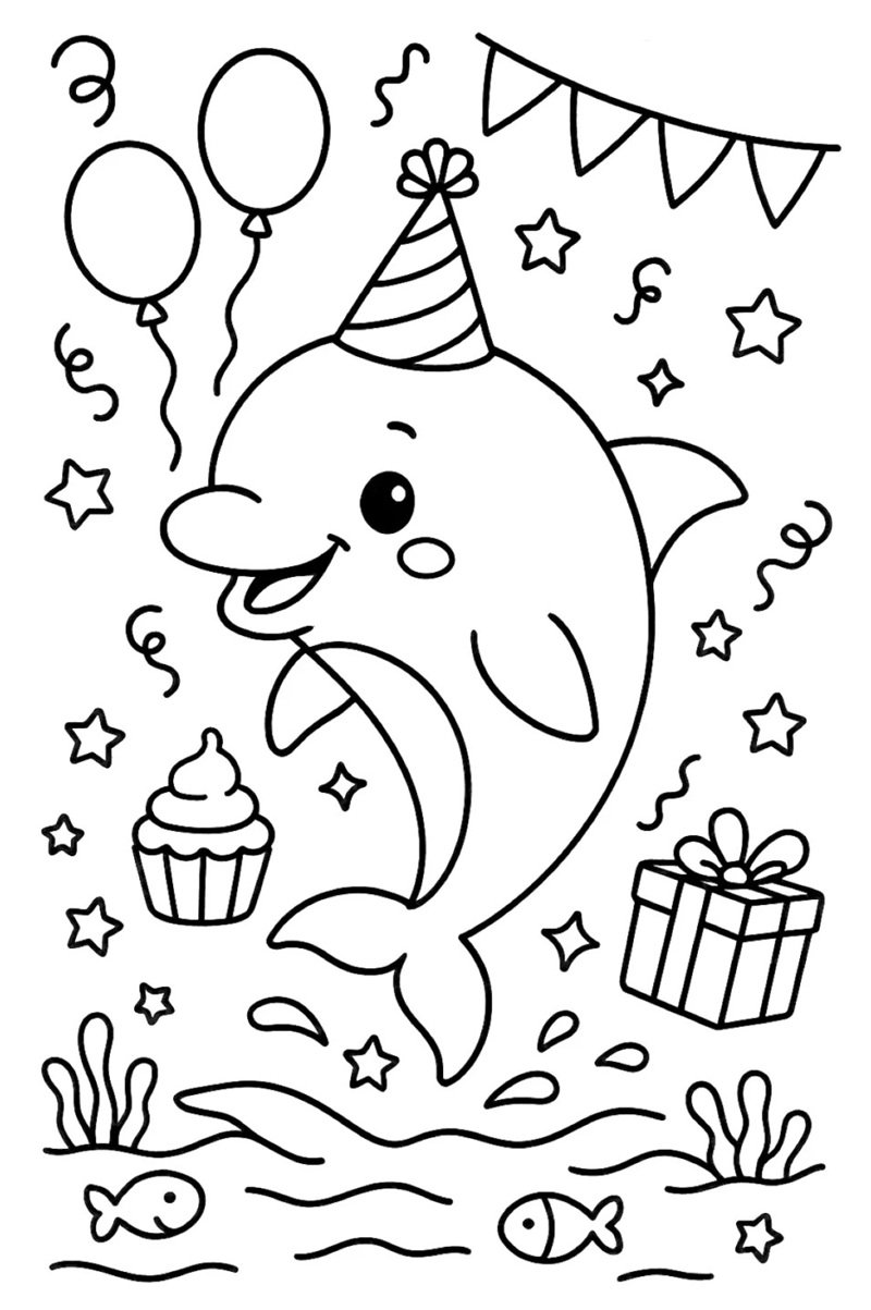 tranh tô màu con cá heo 35