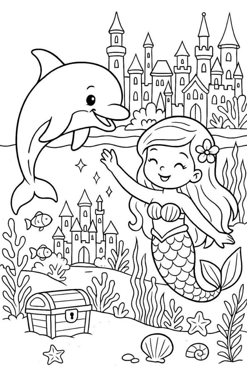 tranh tô màu con cá heo 36