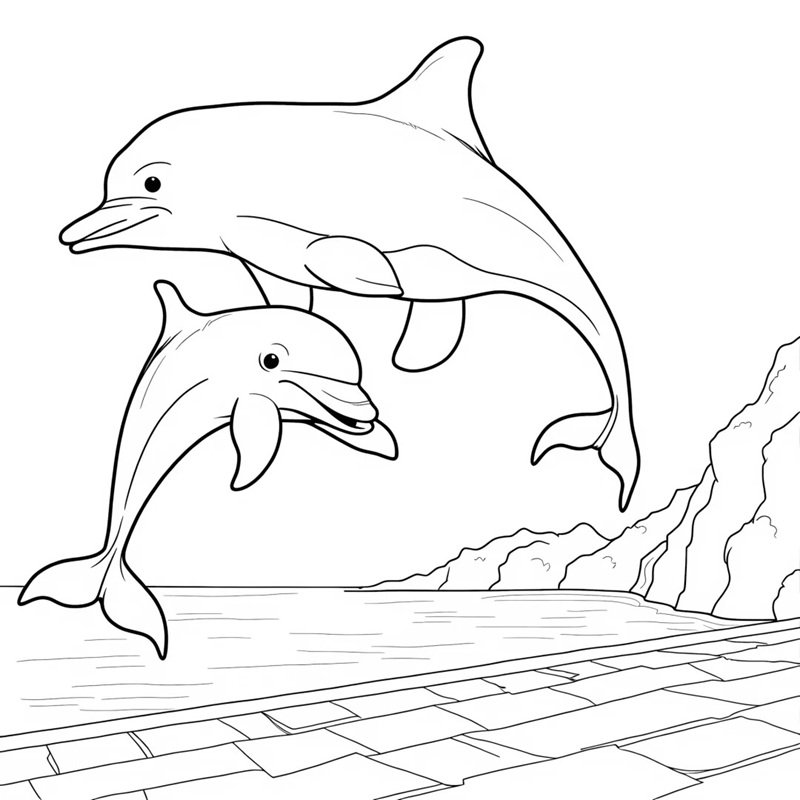 tranh tô màu con cá heo 4