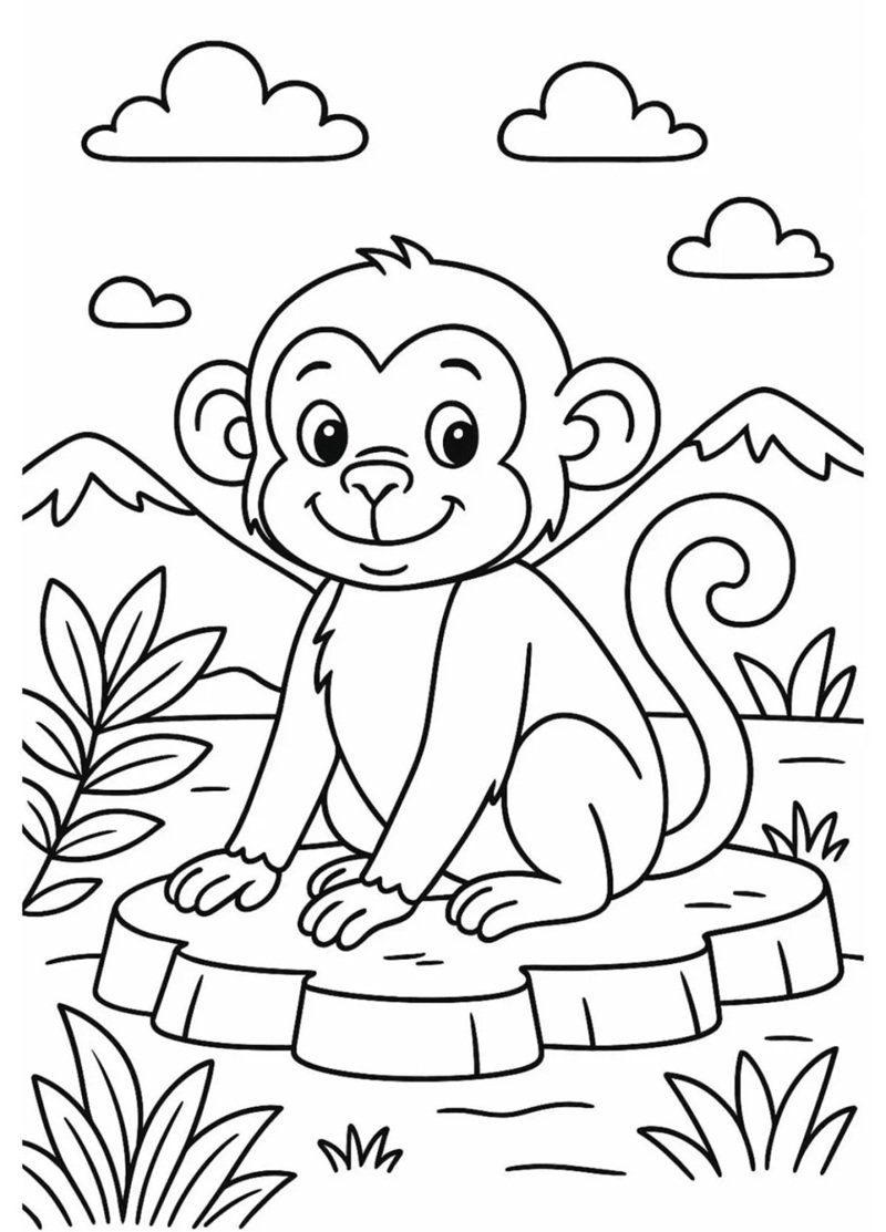 tranh tô màu con khỉ 10