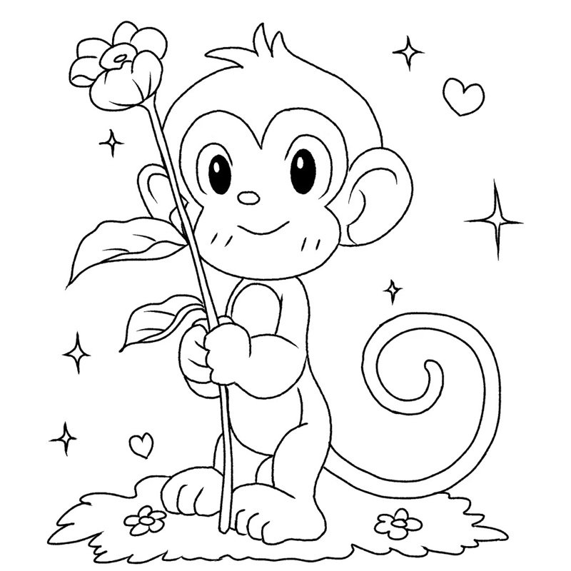 tranh tô màu con khỉ 13