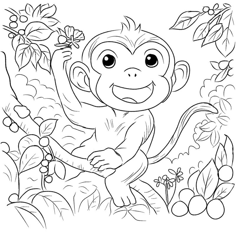 tranh tô màu con khỉ 14